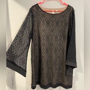 Tacera Black Long Sleeve Lace Dress